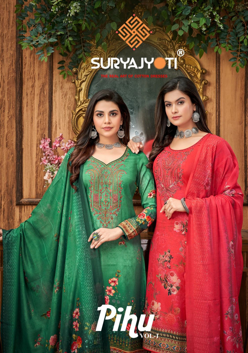 Suryajyoti Pihu Vol 1 Jam Satin Digital Print With Fancy Swaroski Work Suits