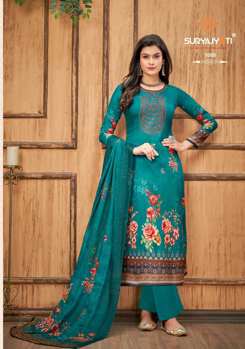 Suryajyoti Pihu Vol 1 Jam Satin Digital Print With Fancy Swaroski Work Suits