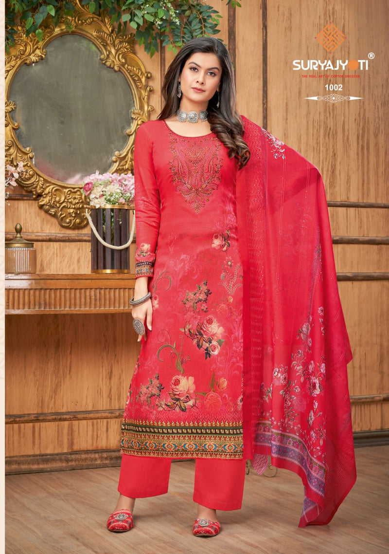 Suryajyoti Pihu Vol 1 Jam Satin Digital Print With Fancy Swaroski Work Suits