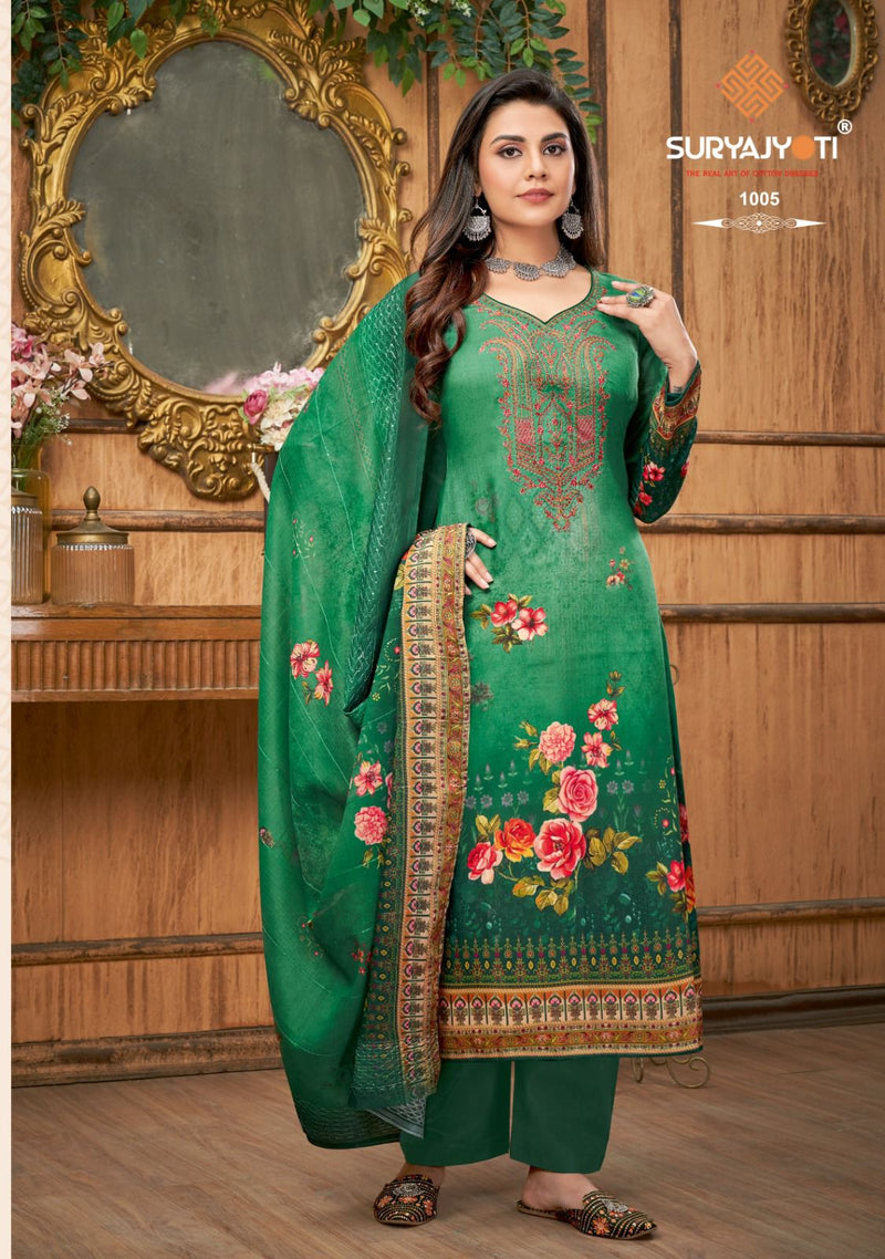 Suryajyoti Pihu Vol 1 Jam Satin Digital Print With Fancy Swaroski Work Suits
