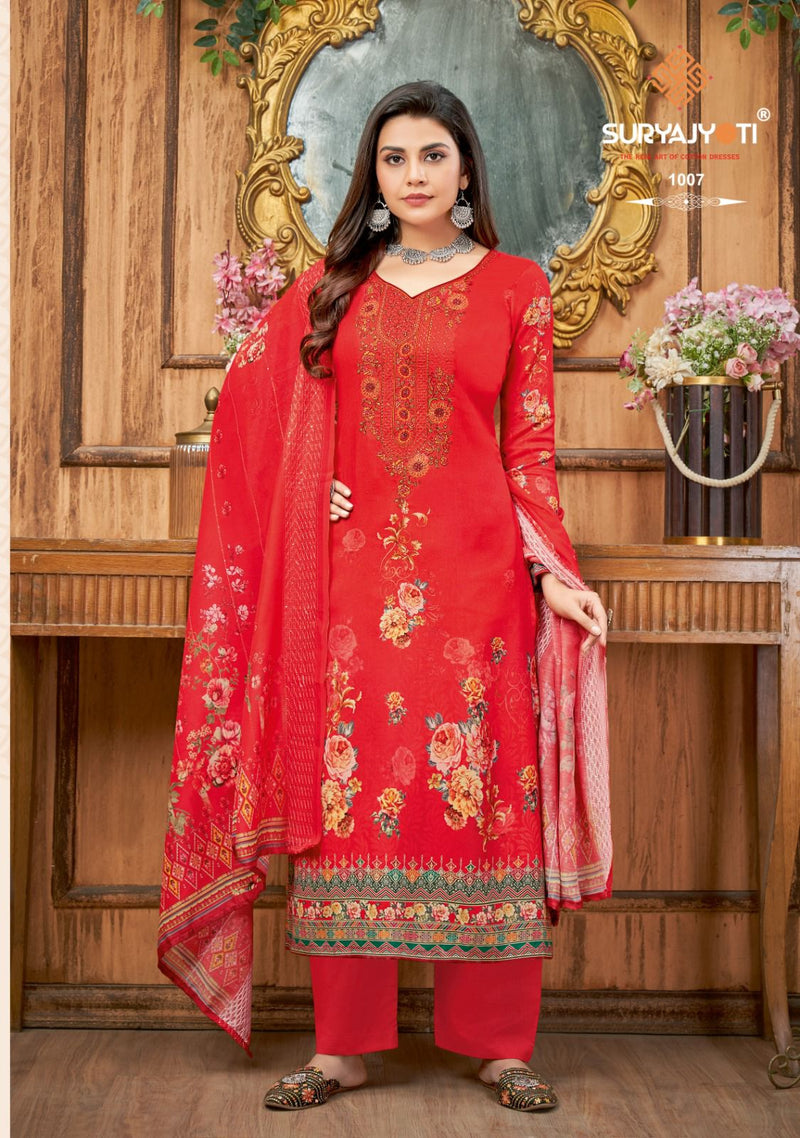 Suryajyoti Pihu Vol 1 Jam Satin Digital Print With Fancy Swaroski Work Suits