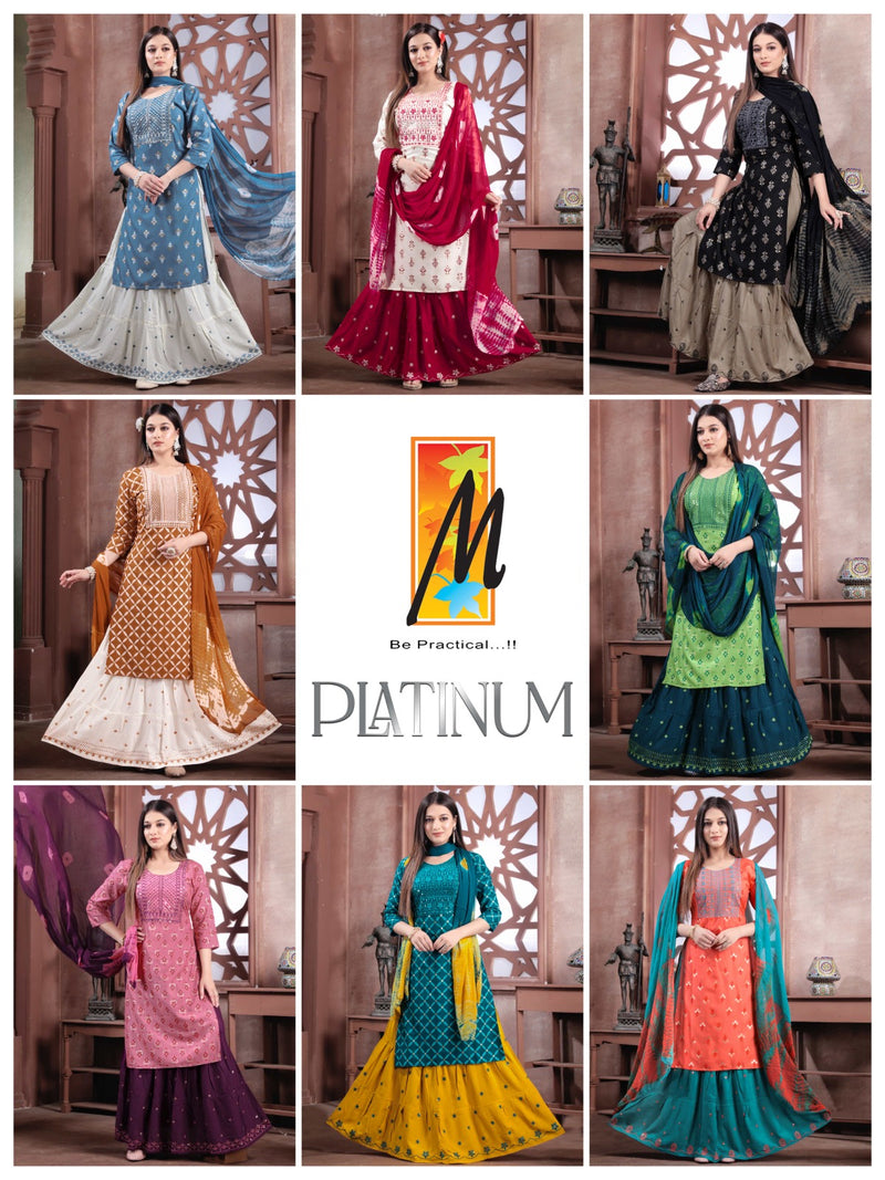 Master Platinum Rayon Foil Prints With Fancy Designer Kurti Combo