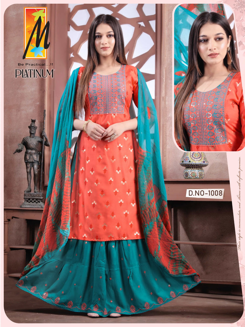 Master Platinum Rayon Foil Prints With Fancy Designer Kurti Combo