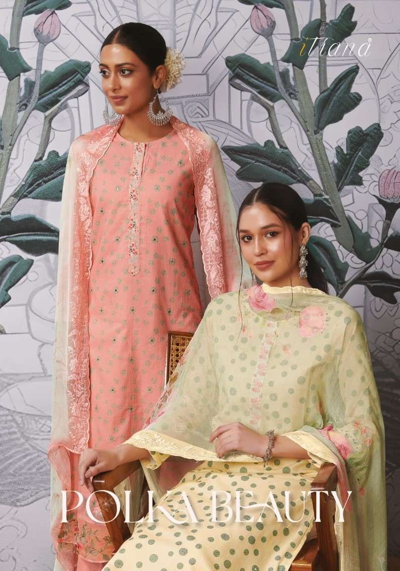 Itrana Polka Beauty Cotton Digital Prints With Fancy Mirror Work Suits