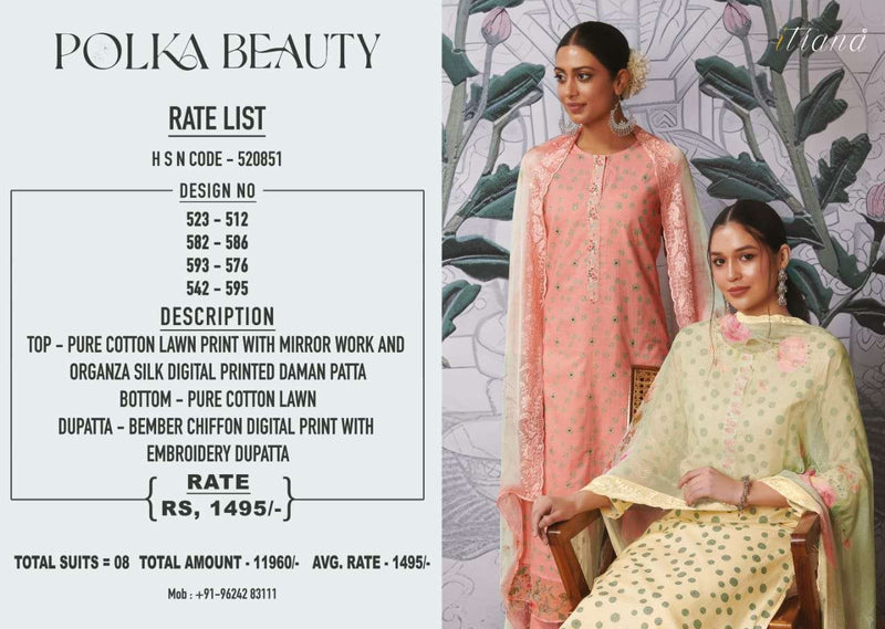 Itrana Polka Beauty Cotton Digital Prints With Fancy Mirror Work Suits