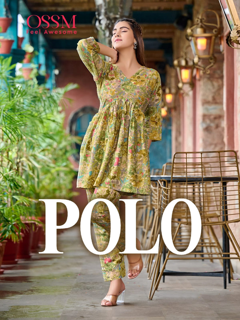 Ossm Polo Printed Modal Silk Fancy Designer Alia Style Kurti With Bottom Pair Cord Sets