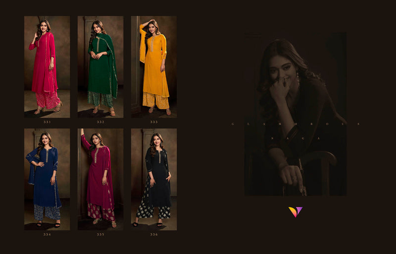 Vatsam Polo Plus Rayon Embroidery Work Kurti With Plazzo & Dupatta Set