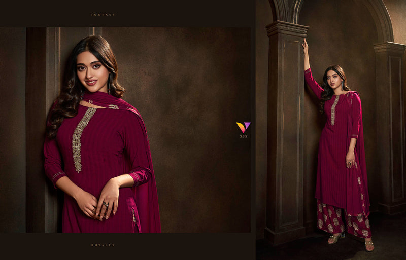 Vatsam Polo Plus Rayon Embroidery Work Kurti With Plazzo & Dupatta Set