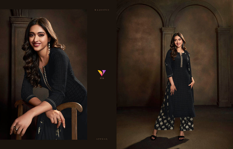 Vatsam Polo Plus Rayon Embroidery Work Kurti With Plazzo & Dupatta Set