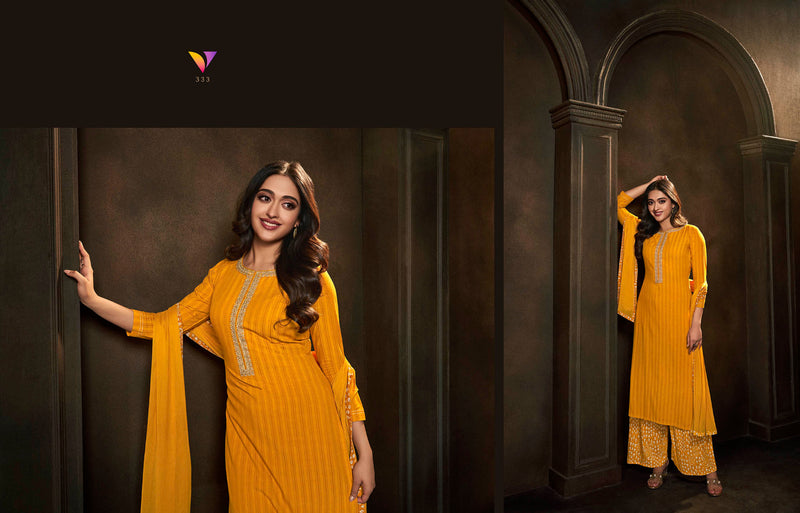 Vatsam Polo Plus Rayon Embroidery Work Kurti With Plazzo & Dupatta Set