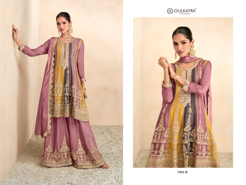Gulkayra Designer Preet Chinon With Heavy Embroidred Ready Made Sharara Suits