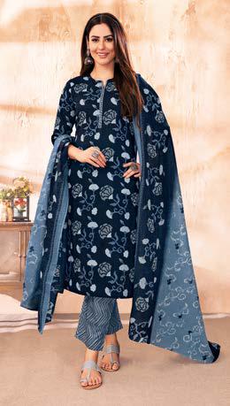 Suryajyoti Preyasi Vol 5 Cambric Cotton Jaipuri Print Kurti Bottom & Dupatta