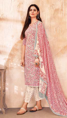 Suryajyoti Preyasi Vol 5 Cambric Cotton Jaipuri Print Kurti Bottom & Dupatta