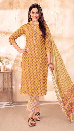 Suryajyoti Preyasi Vol 5 Cambric Cotton Jaipuri Print Kurti Bottom & Dupatta