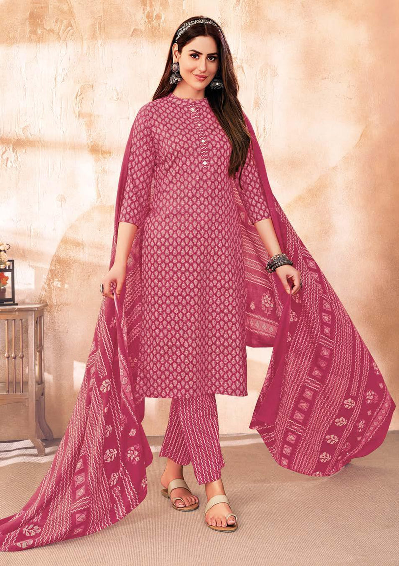 Suryajyoti Preyasi Vol 5 Cambric Cotton Jaipuri Print Kurti Bottom & Dupatta