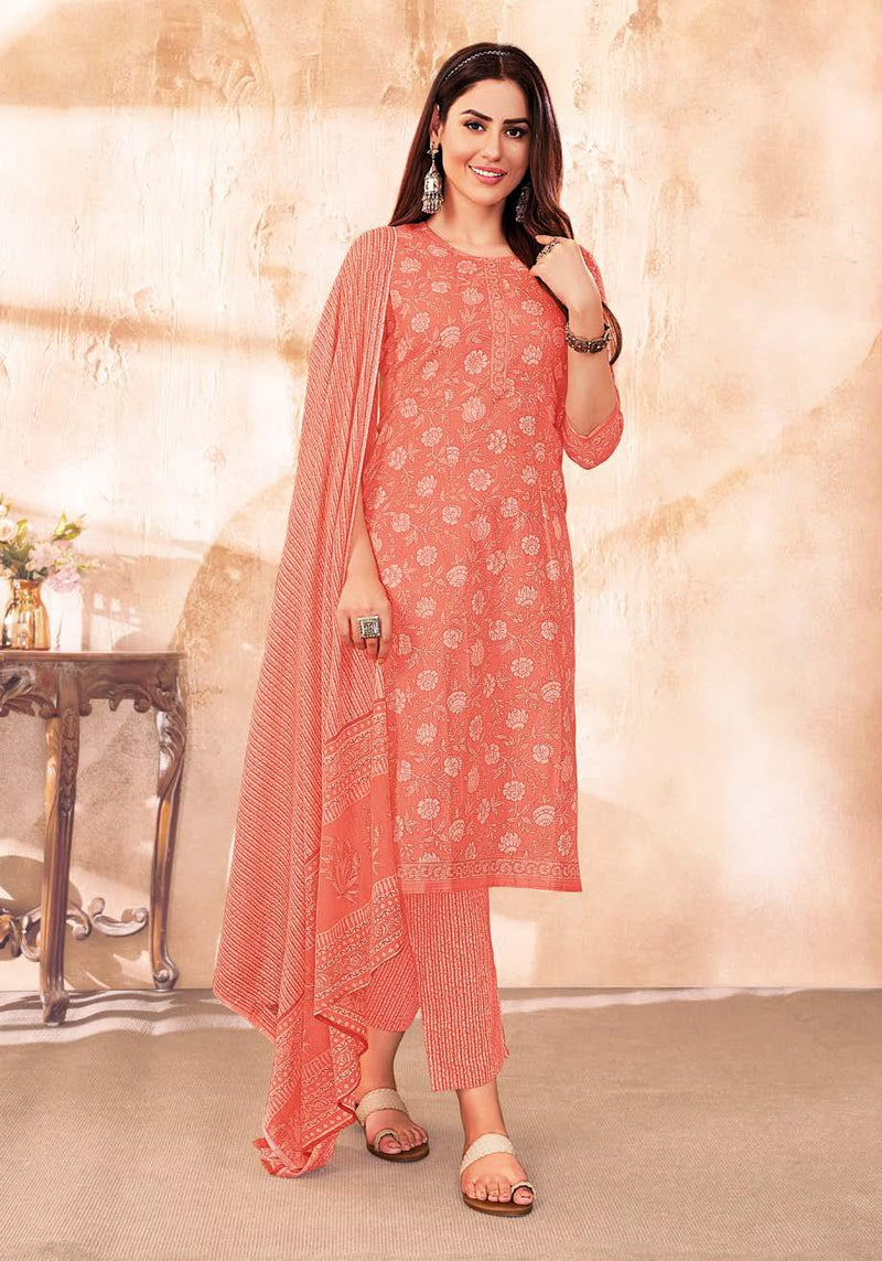 Suryajyoti Preyasi Vol 5 Cambric Cotton Jaipuri Print Kurti Bottom & Dupatta