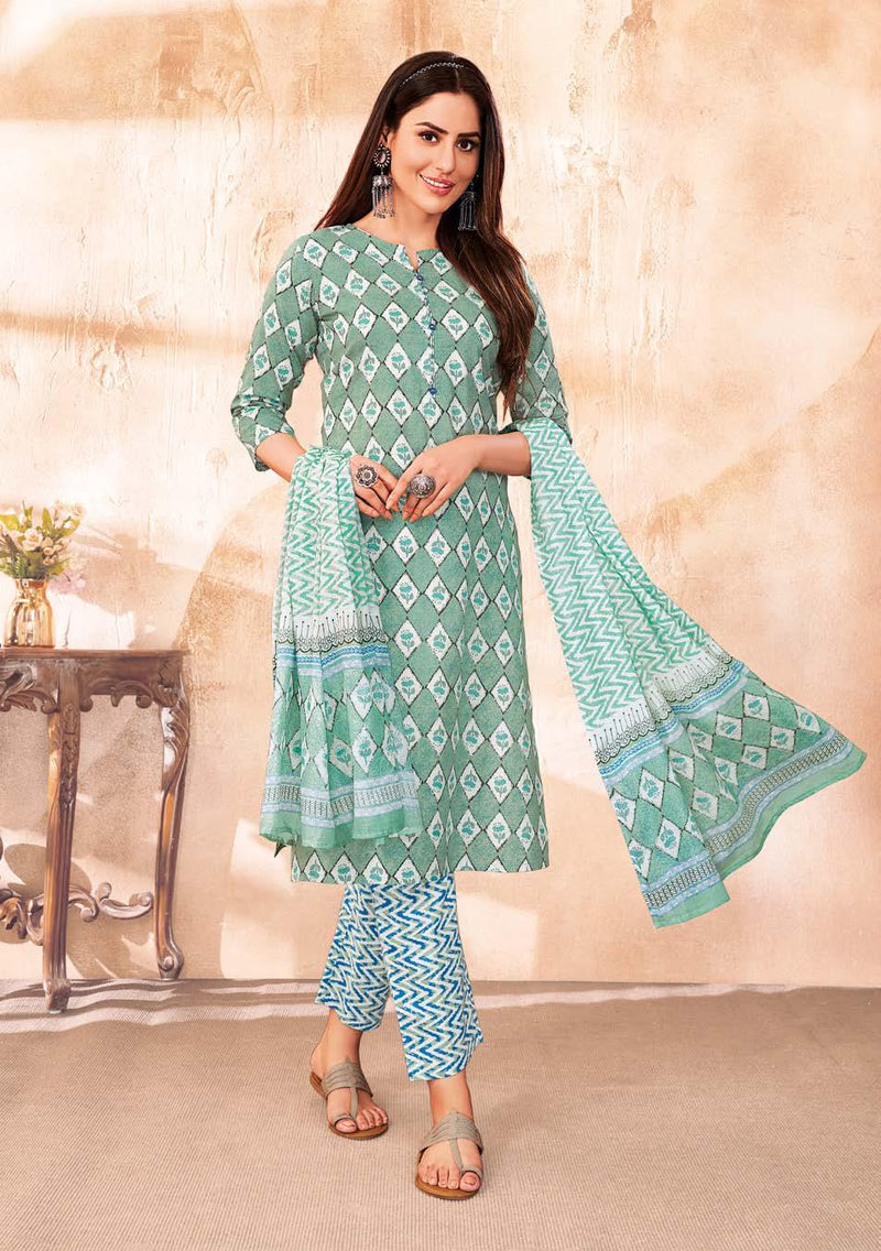 Suryajyoti Preyasi Vol 5 Cambric Cotton Jaipuri Print Kurti Bottom & Dupatta