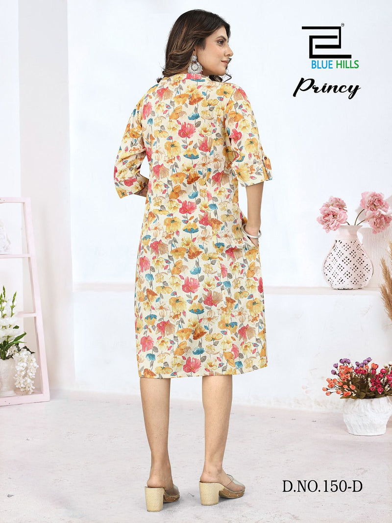 Blue Hills Princy Rayon Fancy Prints Feeding Pattern Kurtis