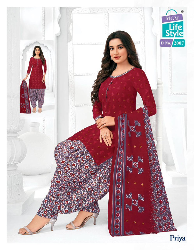 Mcm Lifestyle Priya Vol 20 Cambric Cotton Printed Ready Made Patiyala Suits