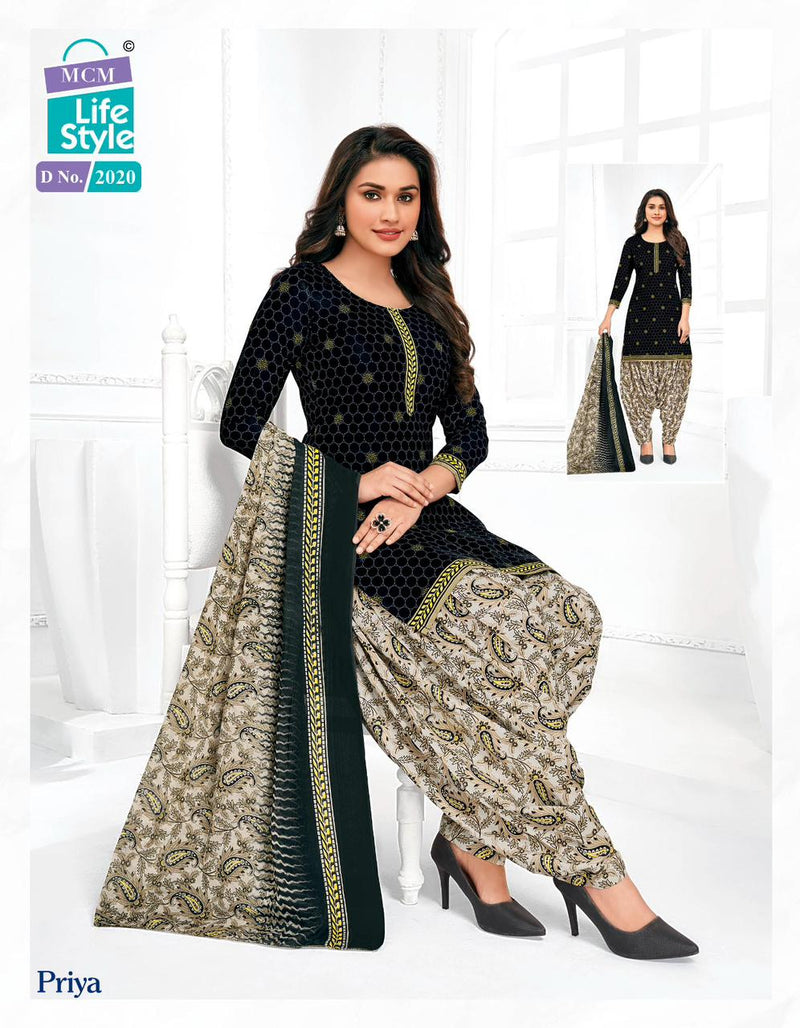 Mcm Lifestyle Priya Vol 20 Cambric Cotton Printed Ready Made Patiyala Suits
