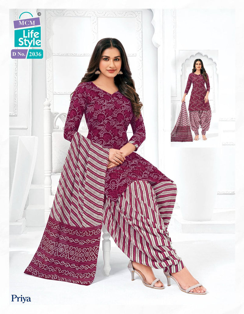 Mcm Lifestyle Priya Vol 20 Cambric Cotton Printed Ready Made Patiyala Suits