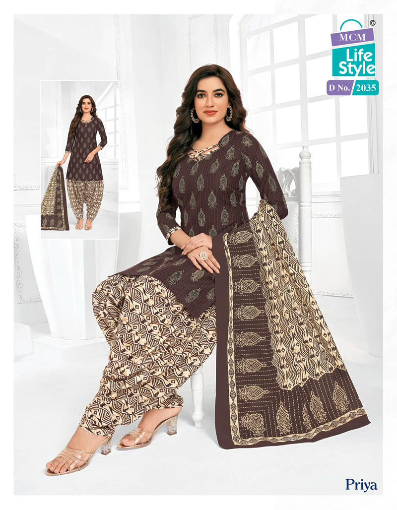 Mcm Lifestyle Priya Vol 20 Cambric Cotton Printed Ready Made Patiyala Suits