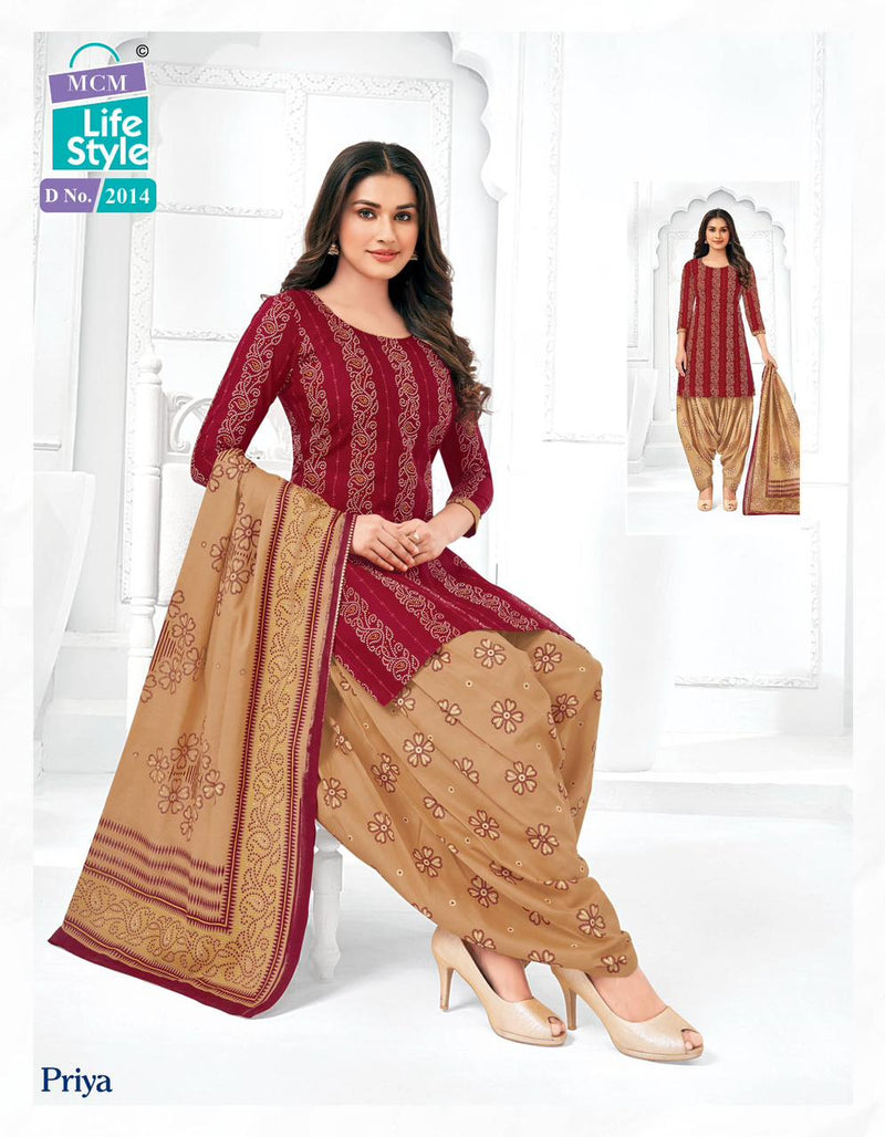 Mcm Lifestyle Priya Vol 20 Cambric Cotton Printed Ready Made Patiyala Suits