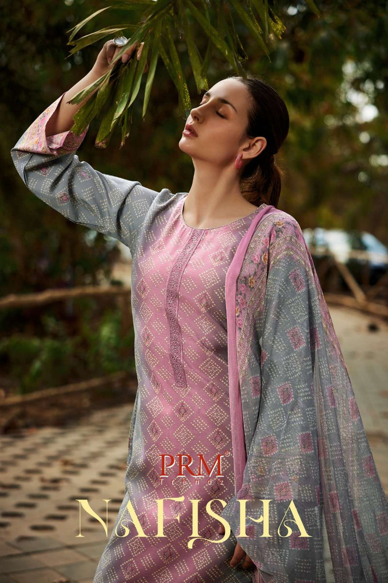 PRM Trendz Nafisha Muslin Silk Digital Print With Heavy Fancy Work Casual Salwar Suit