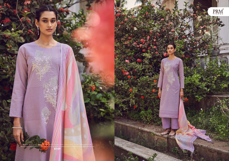 PRM Trendz  Zaahira Lawn Cotton Lines Petting With Fancy Work With Digital Print Suit