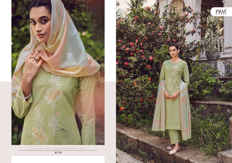 PRM Trendz  Zaahira Lawn Cotton Lines Petting With Fancy Work With Digital Print Suit