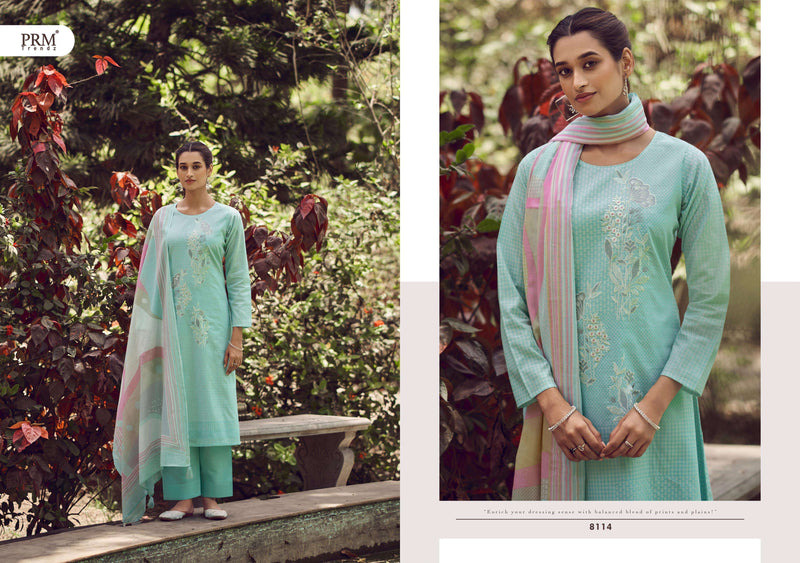 PRM Trendz  Zaahira Lawn Cotton Lines Petting With Fancy Work With Digital Print Suit