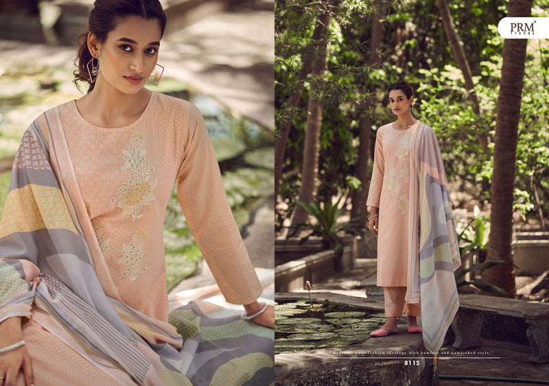 PRM Trendz  Zaahira Lawn Cotton Lines Petting With Fancy Work With Digital Print Suit