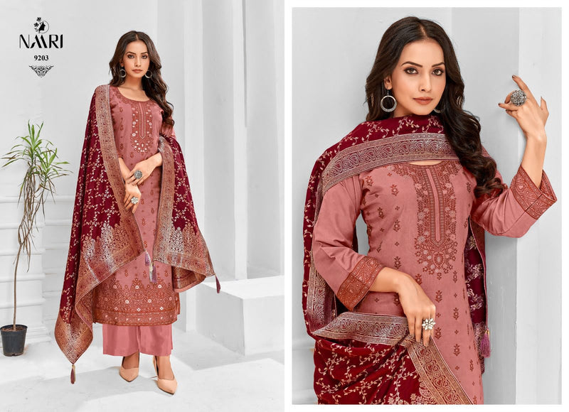 Naari Punch Muslin Jacquard Embroidery Designer Salwar Suits