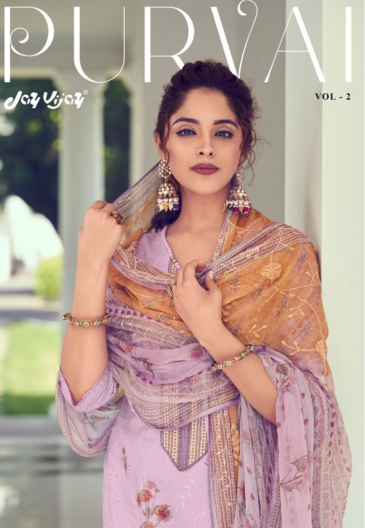 Jay Vijay Purvai Vol 2 Cotton Fancy Embroidery & Lace Work Designer Heavy Suits