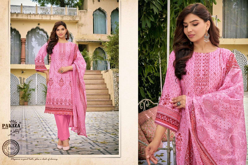 Pakiza Prints Laaibaah Vol 37 Lawn Cotton Heavy Kashmiri Neck Panel Embroidered Borer Work Salwar Suit