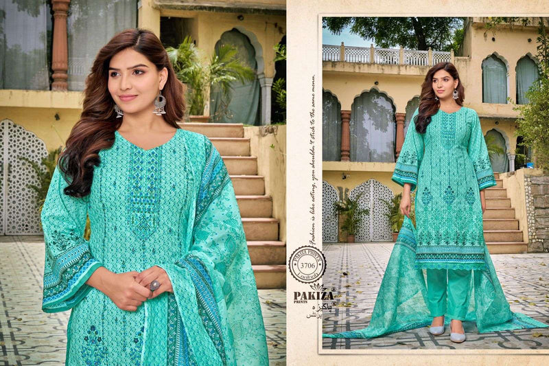 Pakiza Prints Laaibaah Vol 37 Lawn Cotton Heavy Kashmiri Neck Panel Embroidered Borer Work Salwar Suit