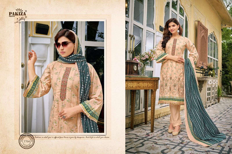 Pakiza Prints Laaibaah Vol 37 Lawn Cotton Heavy Kashmiri Neck Panel Embroidered Borer Work Salwar Suit