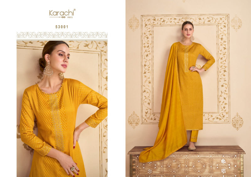 Kesar Karachi Prints Paridhan Jam Satin Digital Print With Fancy Embroidery Work Suits