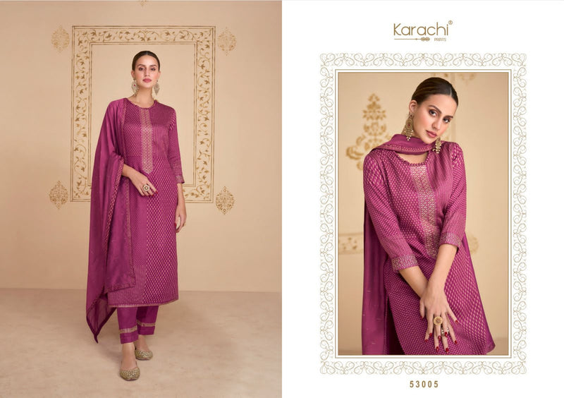 Kesar Karachi Prints Paridhan Jam Satin Digital Print With Fancy Embroidery Work Suits