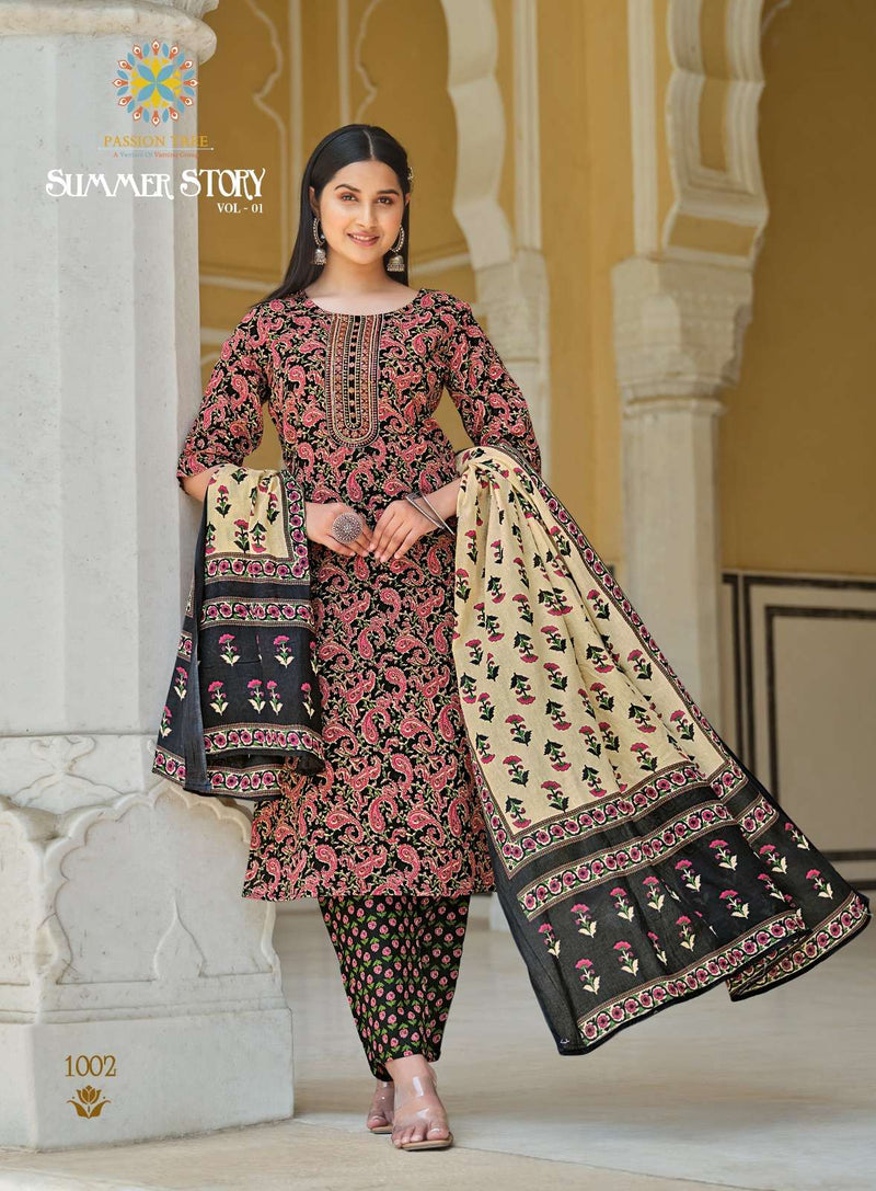 Passion Tree Summer Story Vol 1 Heavy Cotton With Classical Print Combo Set Of Kurti