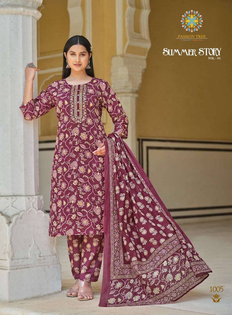 Passion Tree Summer Story Vol 1 Heavy Cotton With Classical Print Combo Set Of Kurti
