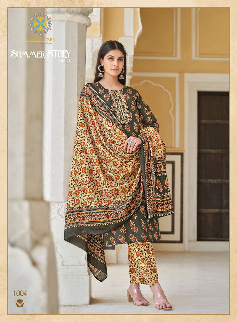 Passion Tree Summer Story Vol 1 Heavy Cotton With Classical Print Combo Set Of Kurti