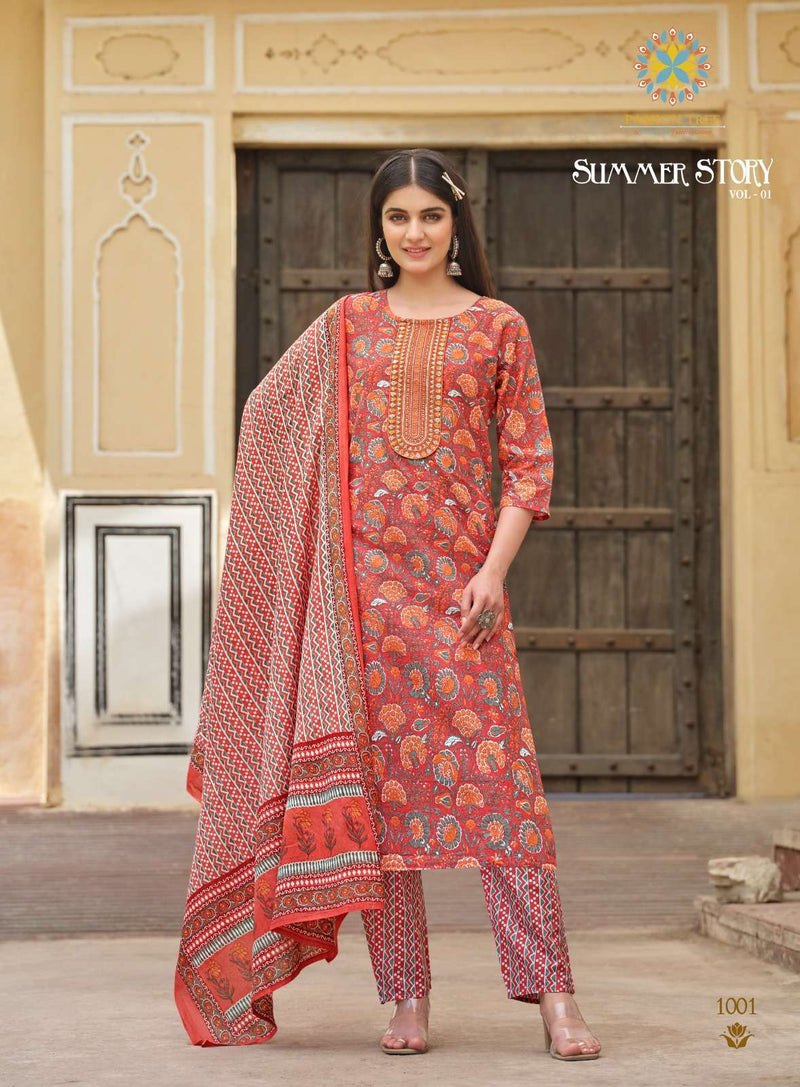 Passion Tree Summer Story Vol 1 Heavy Cotton With Classical Print Combo Set Of Kurti