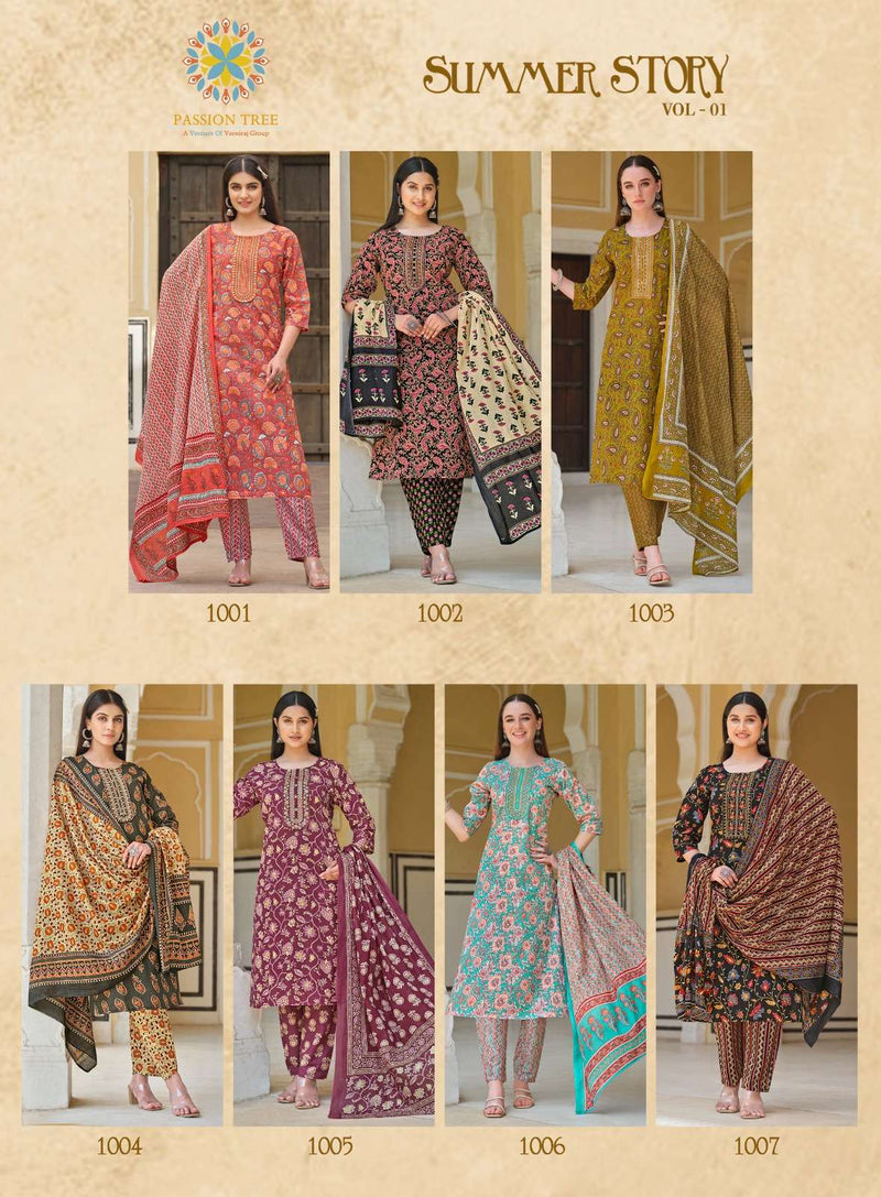 Passion Tree Summer Story Vol 1 Heavy Cotton With Classical Print Combo Set Of Kurti