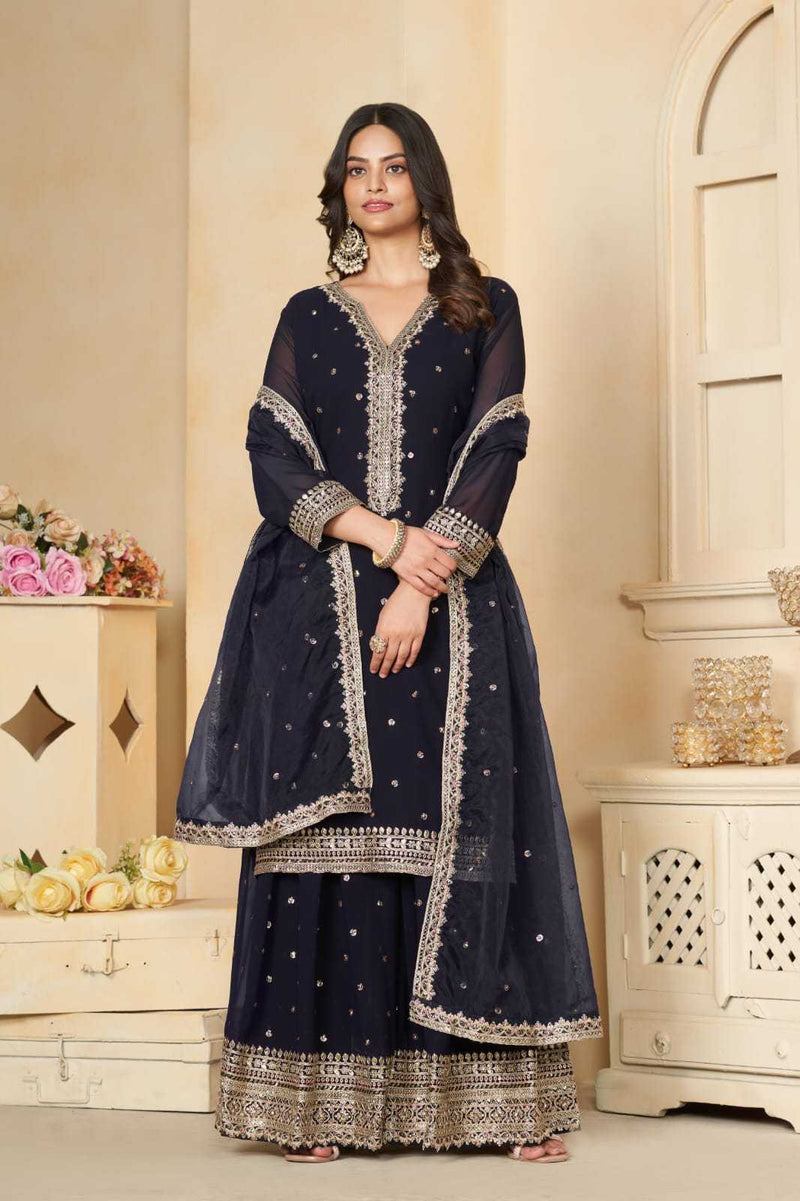 Pr 9 Star Lotus Fox Georgette Fancy Designer Work Ditital Printed Salwar Kameez