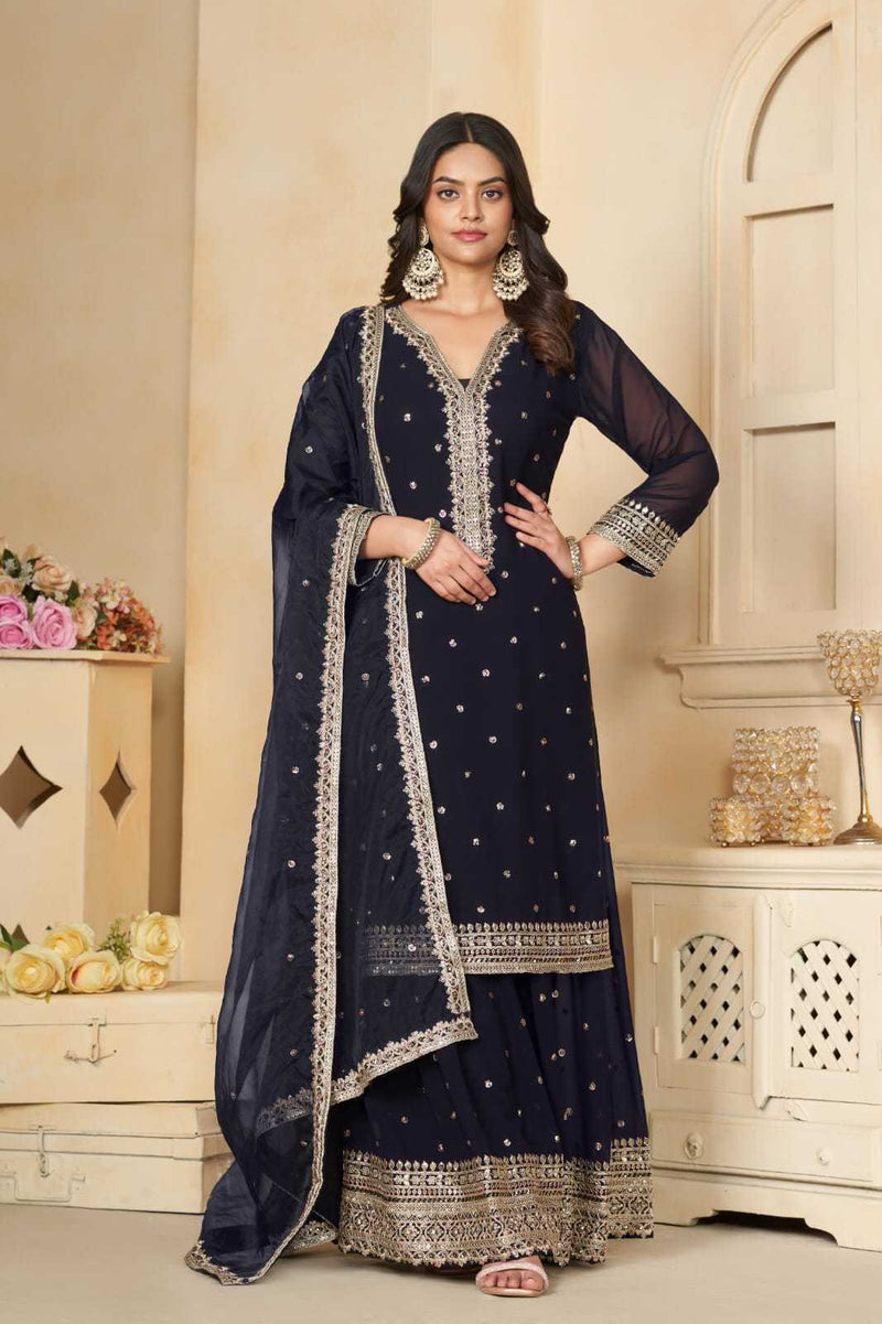 Pr 9 Star Lotus Fox Georgette Fancy Designer Work Ditital Printed Salwar Kameez