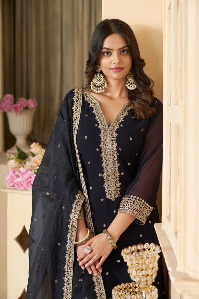 Pr 9 Star Lotus Fox Georgette Fancy Designer Work Ditital Printed Salwar Kameez
