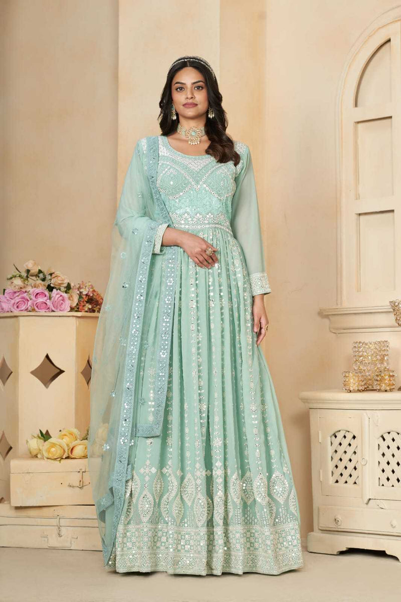 Pr 9 Star Lotus Fox Georgette Fancy Designer Work Ditital Printed Salwar Kameez
