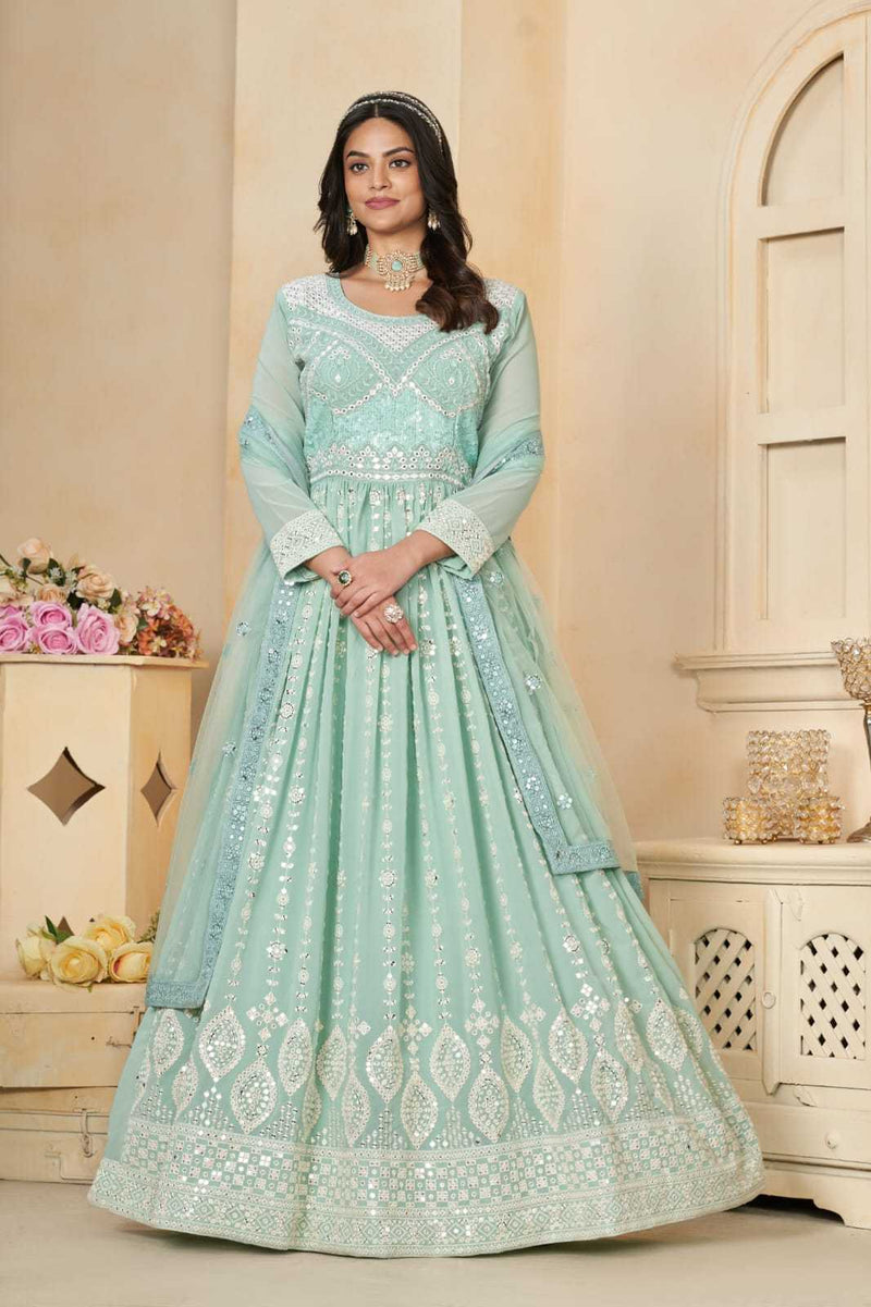 Pr 9 Star Lotus Fox Georgette Fancy Designer Work Ditital Printed Salwar Kameez