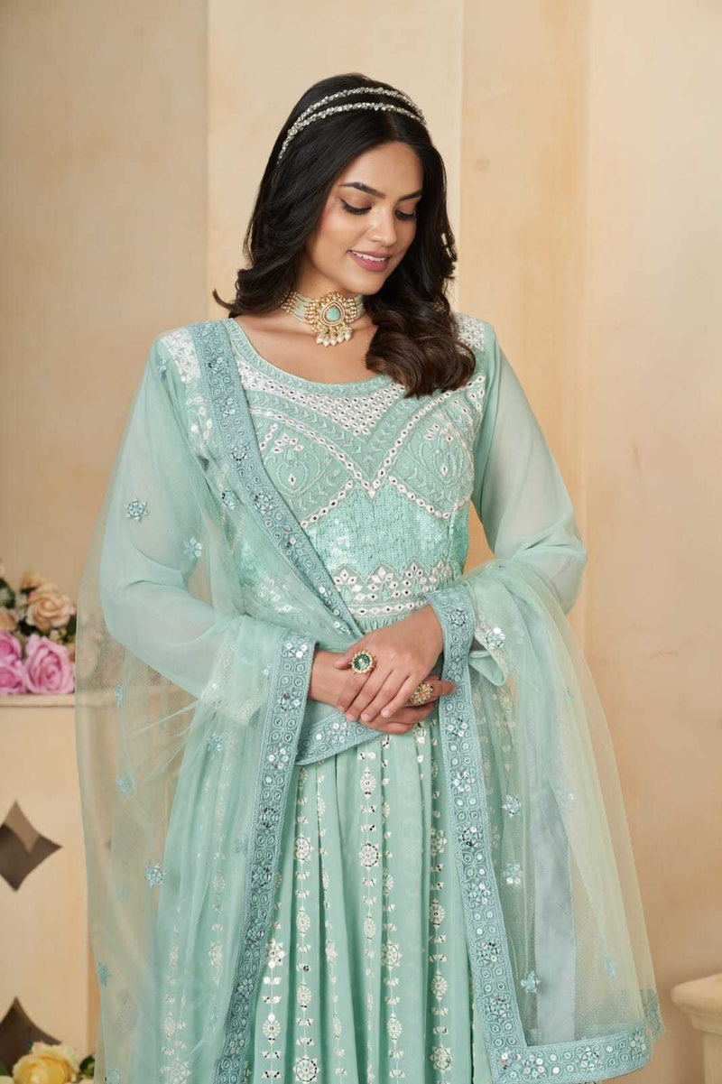 Pr 9 Star Lotus Fox Georgette Fancy Designer Work Ditital Printed Salwar Kameez